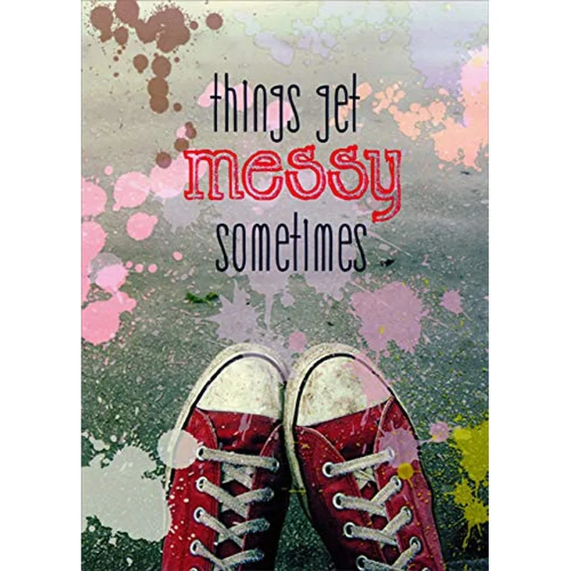 Messy Sometimes Card: Red Sneakers With Paint Splatter
