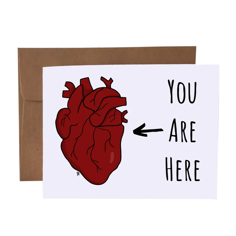Anatomical Heart Love Card: A Map to Your Heart