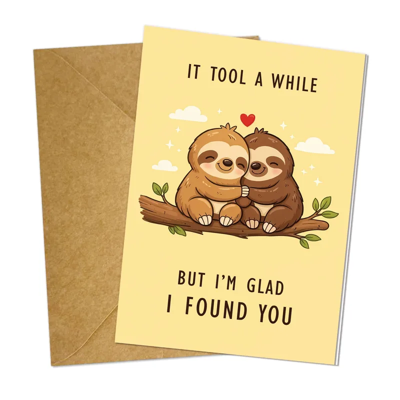 Sloth Couple Love Card: Cuddly Sloths for a Partner