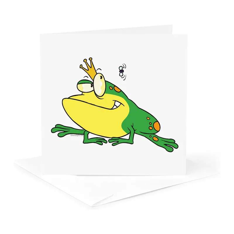 Frog Prince Card: A Cartoon Frog Wearing a Gold Crown