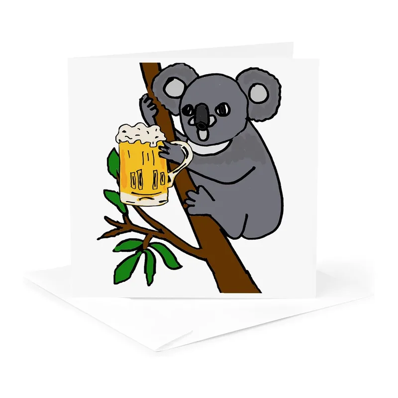 Koala Drinking Beer Card for Your Favorite Mate