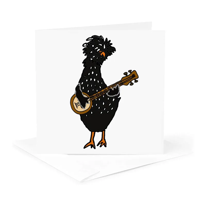 Banjo Playing Chicken Card for Your Next Thank You