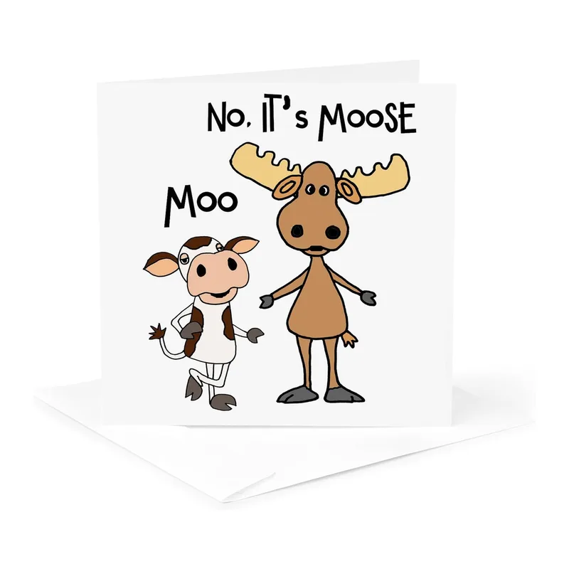 Moose Pun Card: A Cow-and-Moose Joke for Thank You Notes