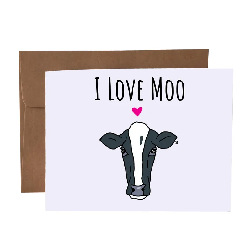 Cow Love Card: A Black and White Cow for Someone Dear