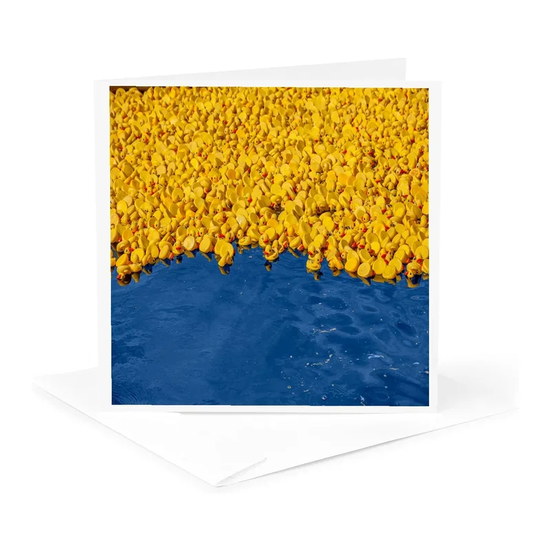 Rubber Duck Card: A Sea of Yellow Ducks on Blue Water