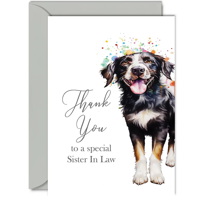 Sister in Law Thank You Card for a Dog Loving Sister In Law