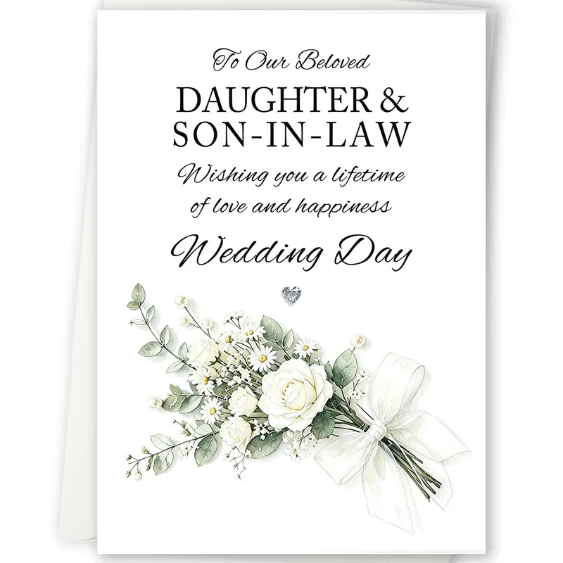 Wedding Day Floral Card for Daughter and Son-in-Law