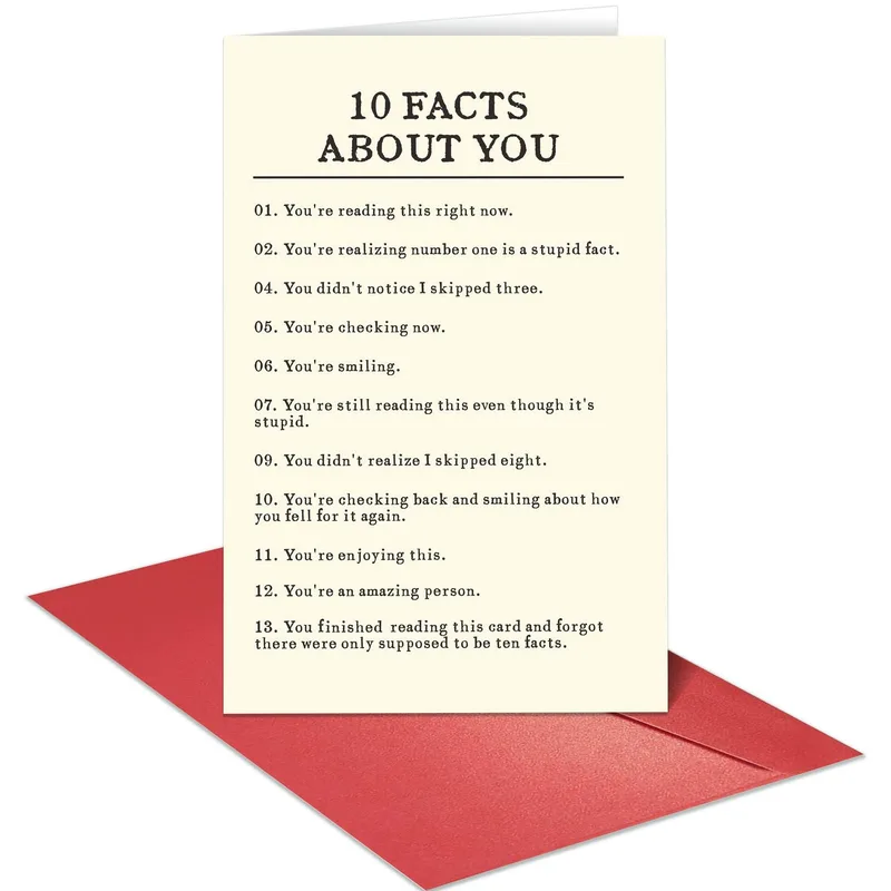 10 Facts About You Card: A Typewriter Joke