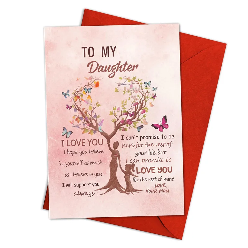 Mother Daughter Card With Watercolor Tree and Promise of Love