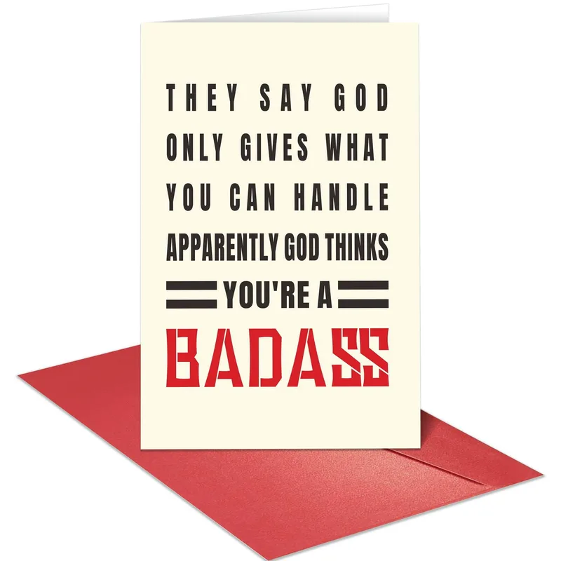 God Thinks You're a Badass Encouragement Card for the Strong