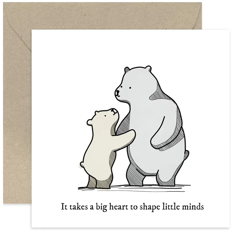 Sketched Bears Illustration Card for Grandparents Showing Gratitude
