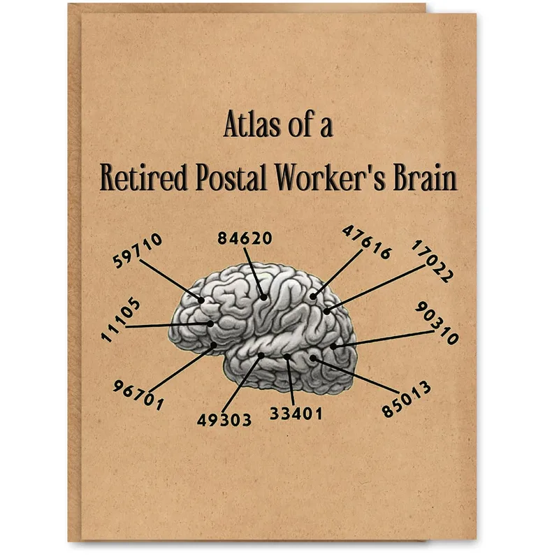 Paper Brain Diagram Retirement Card for Mail Carriers