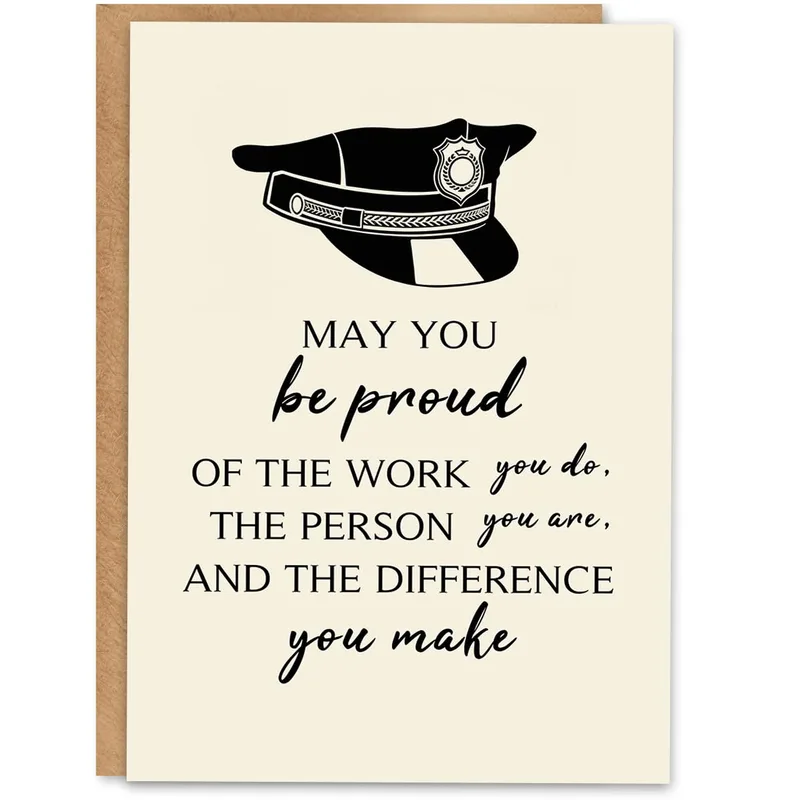 Black Police Hat Encouragement Card for Law Enforcement Pride