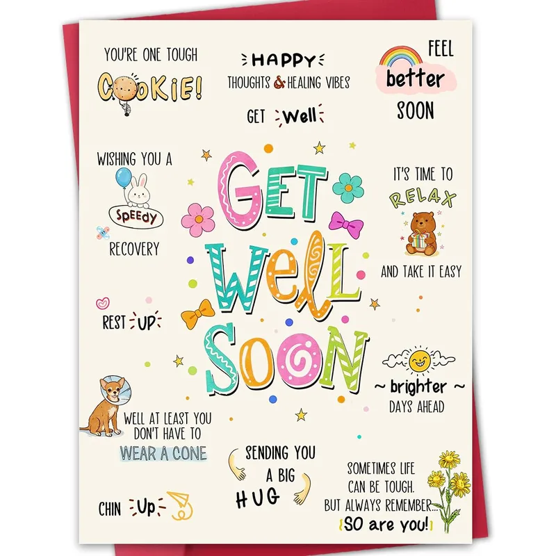 Colorful Cartoon Get Well Card for a Fun Recovery
