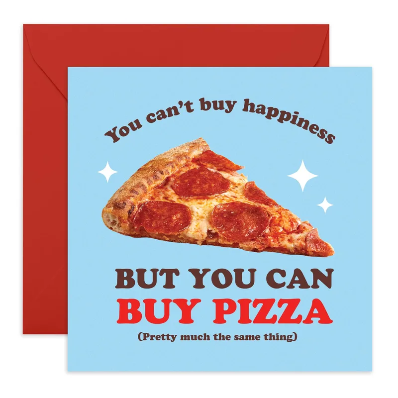 Realistic Pepperoni Pizza Slice Card for Foodie Humor