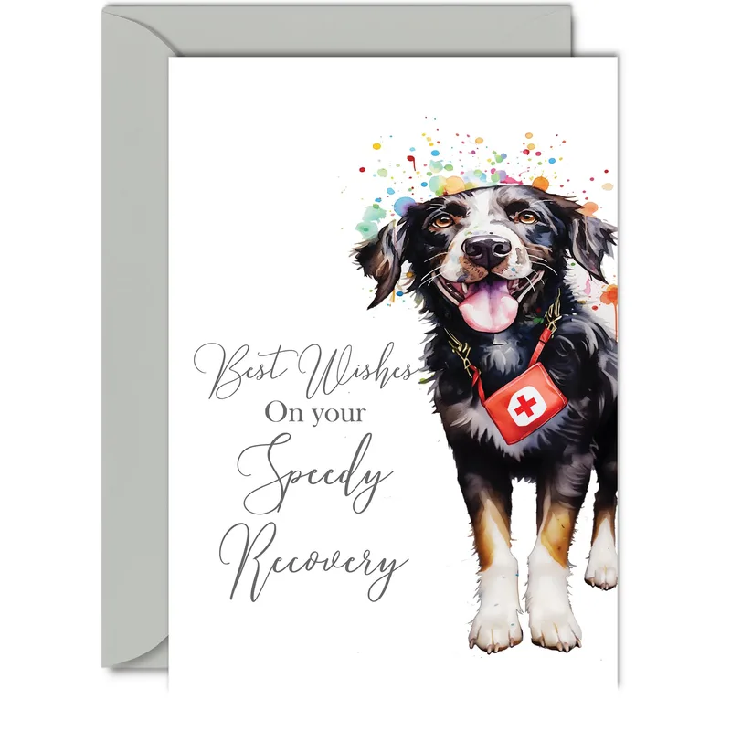 Dog Red Cross Get Well Card for a Happy Recovery