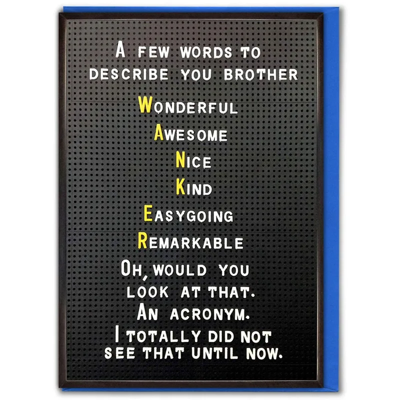 Black Letterboard White Letters Card for the Acronym-Savvy Brother