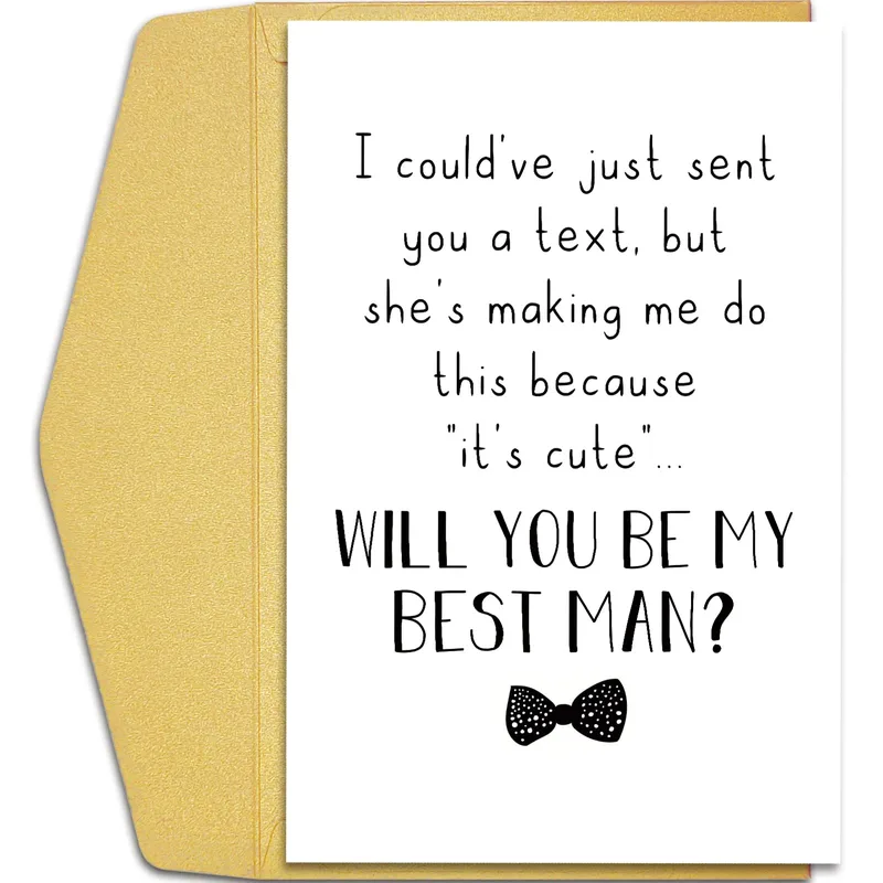 Gold Envelope Bow Tie Card Will You Be My Best Man Proposal