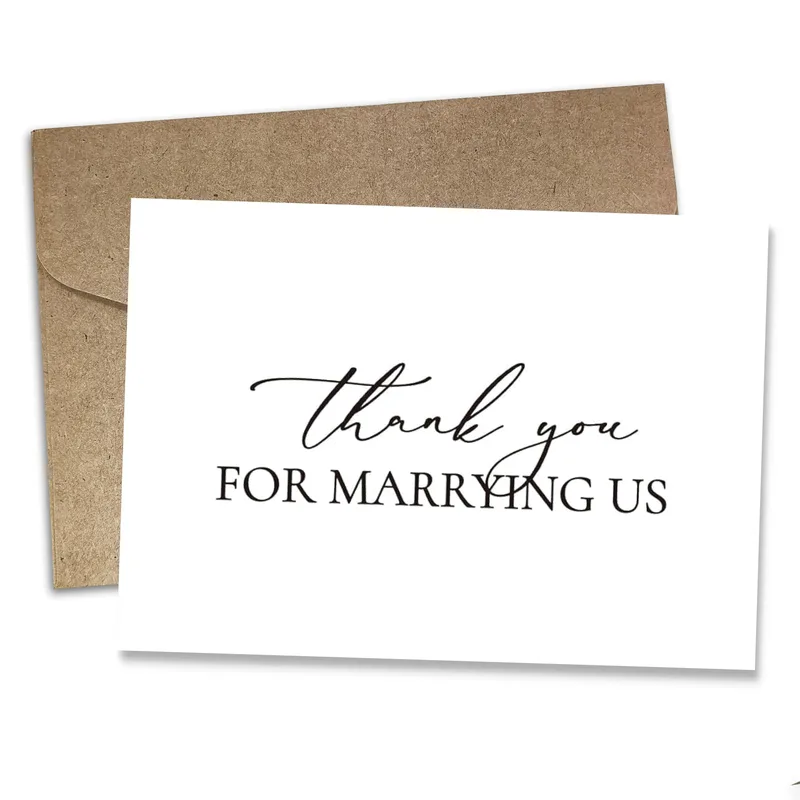 Script White Minimal Wedding Card for Officiants