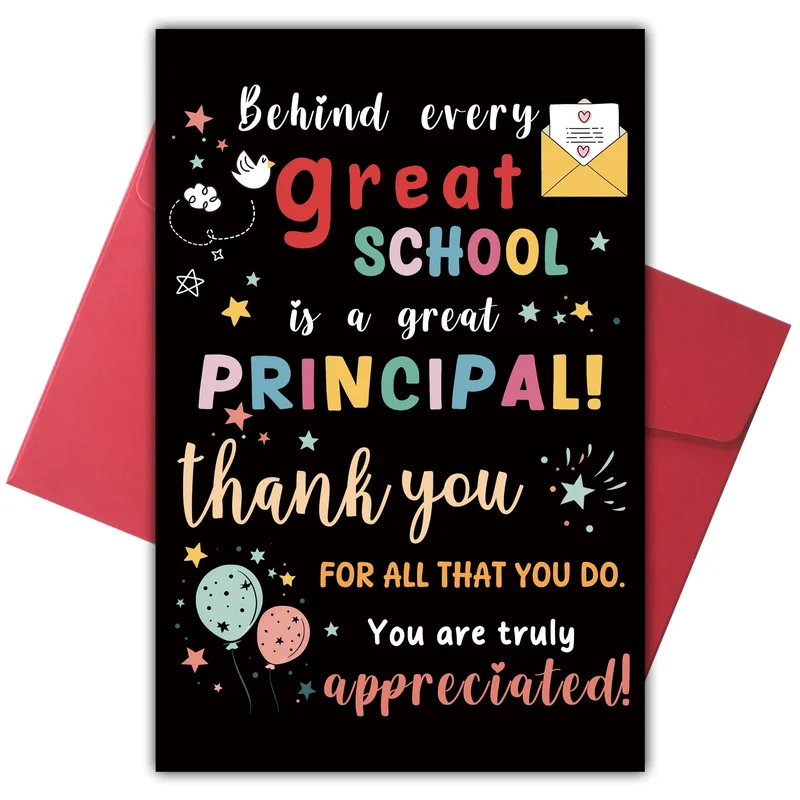Card Colorful Typography Teacher Card for Principals