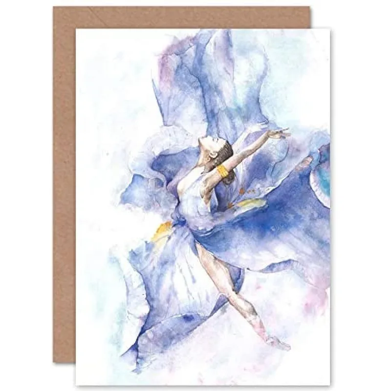 Purple Watercolor Ballet Dancer Card: Artistic Dance Appreciation