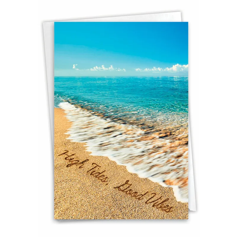Turquoise Beach Waves Photo Card: High Tides, Good Vibes Greeting