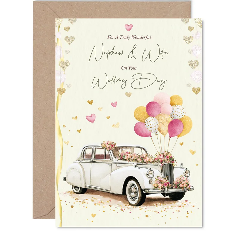 For a Truly Wonderful Nephew & Card: Vintage Wedding Car Design
