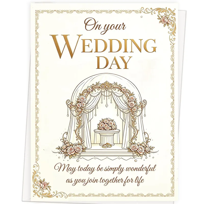 Gold Frame Wedding Arch Card Celebrating a Couple's Big Day