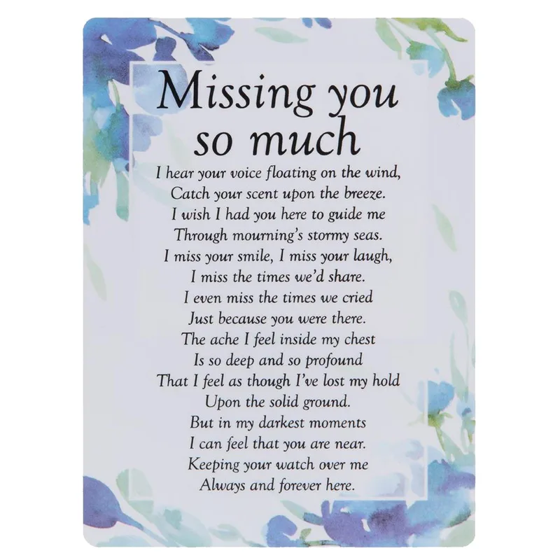 Floral Memorial Poem Sympathy Card Missing You So Much