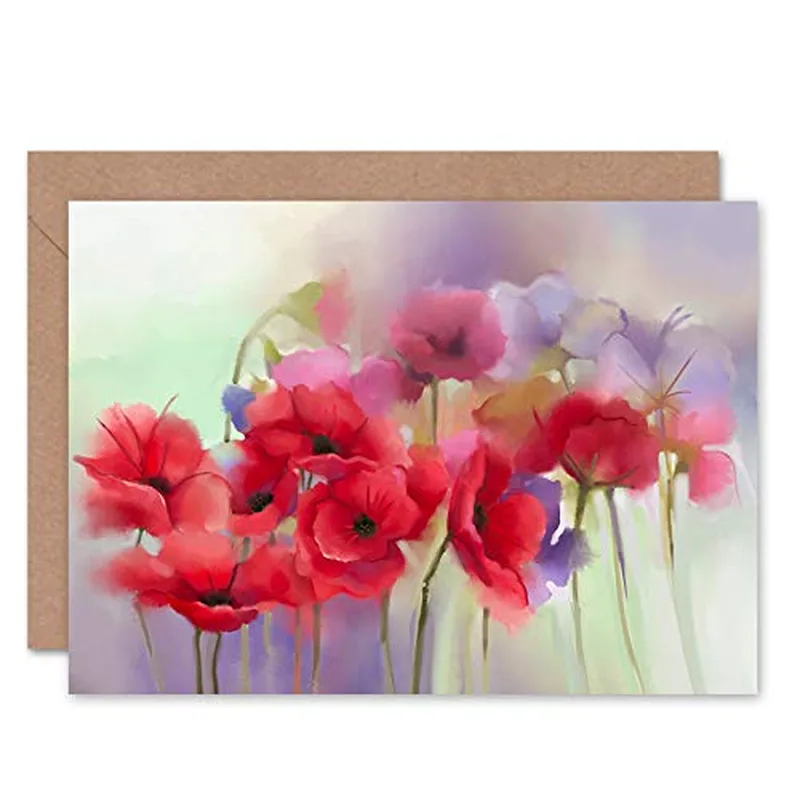 Red Poppies Watercolor Card for Dreamy Floral Appreciation
