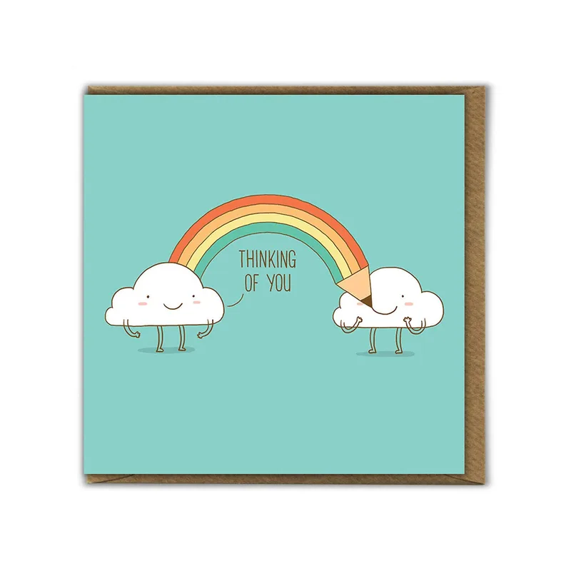 Teal Rainbow Clouds Thinking of You Card for Sweet Greetings