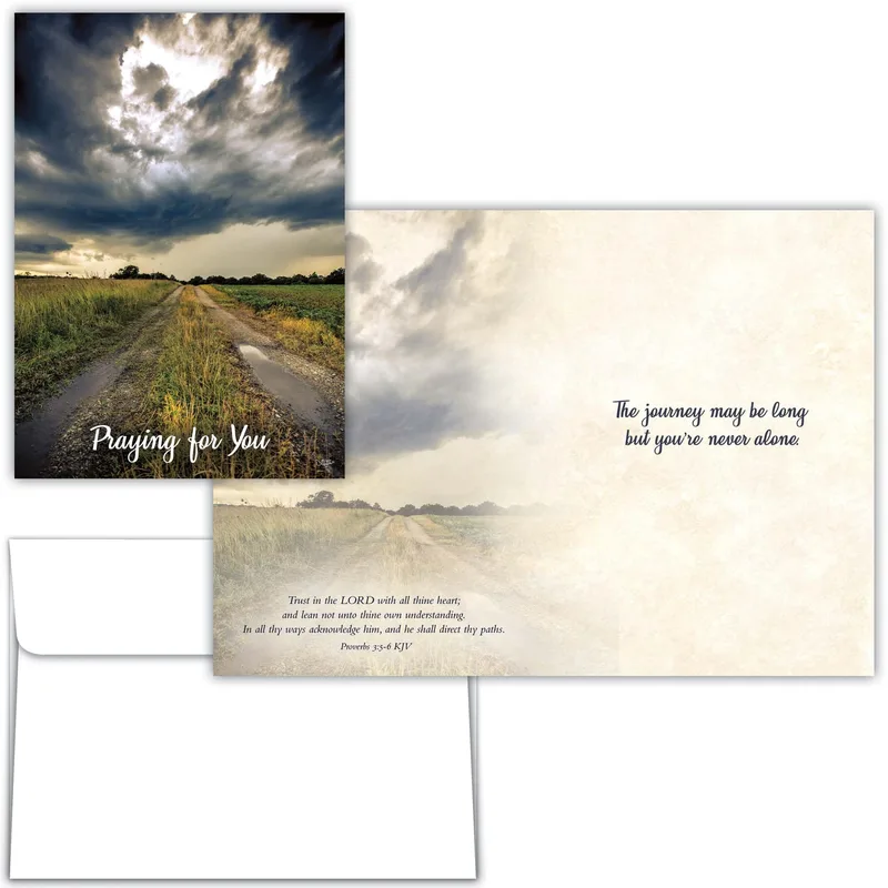 Sky Country Road Encouragement Card: Stormy Gravel Path Design