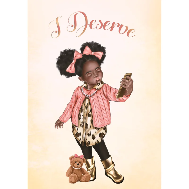 Girl Teddy Bear Encouragement Card – Greeting Card in natural