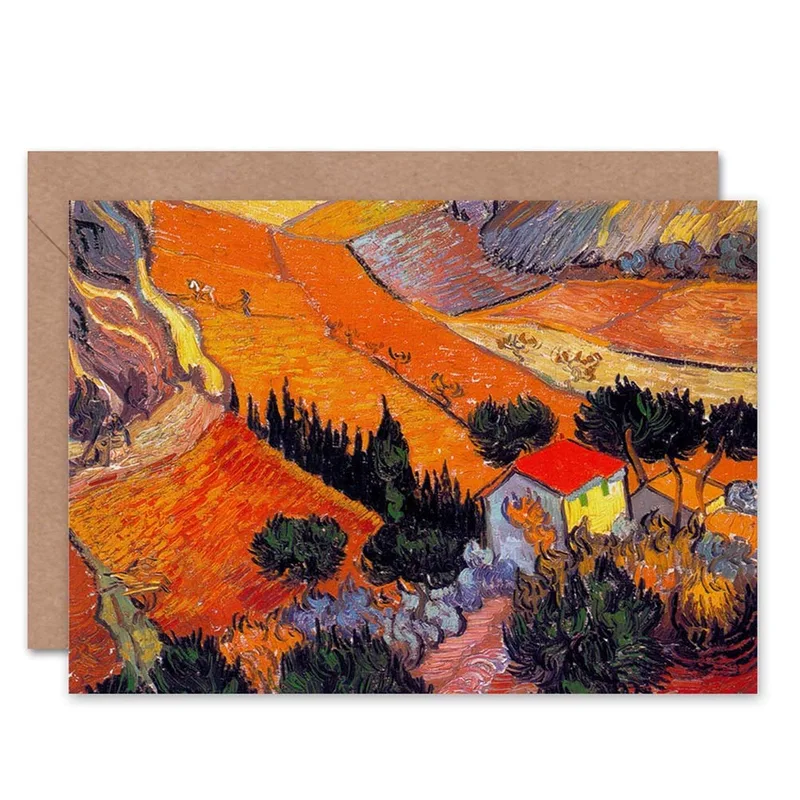 Orange Van Gogh Landscape Card: A Bold Art Print for Gratitude