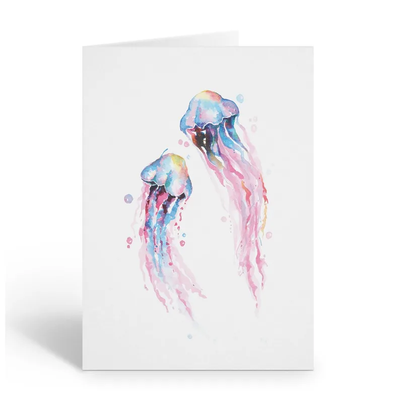 Pink Watercolor Jellyfish Card: A Soft Ocean Tribute