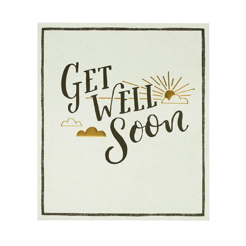 Cream Gold Sunrise Get Well Card for Recovery Hope