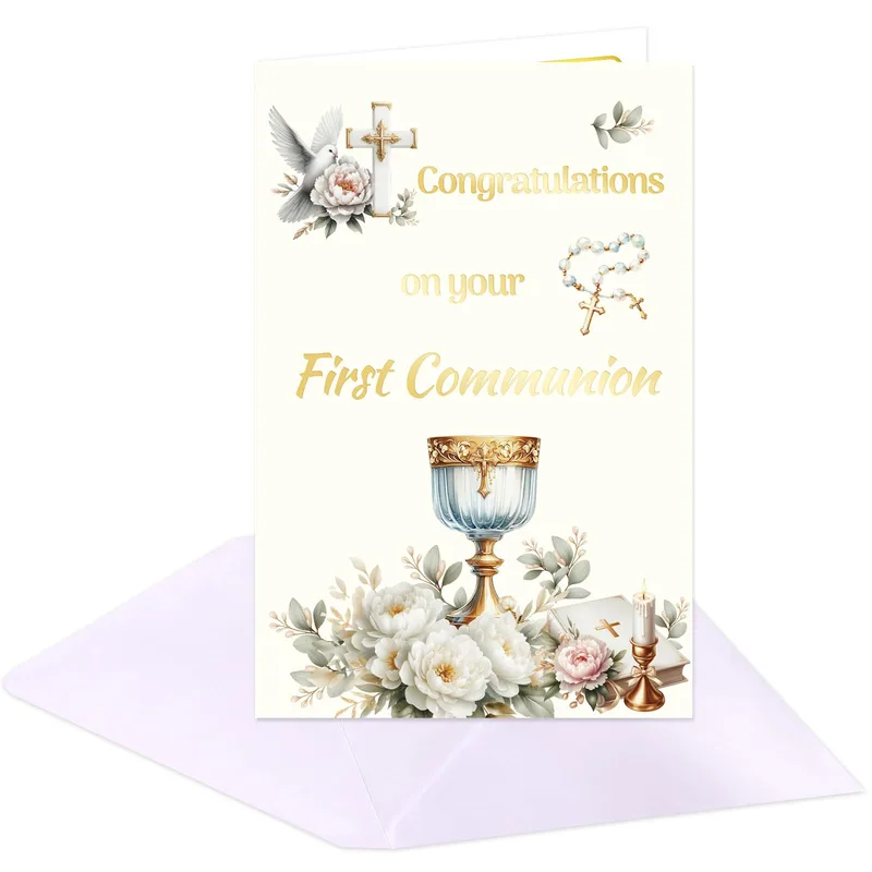 Chalice White Roses Congratulations Card celebrates First