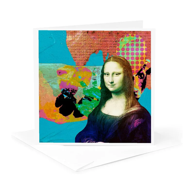 Pop Art Mona Lisa Card: A Colorful Tribute to the Classic Portrait