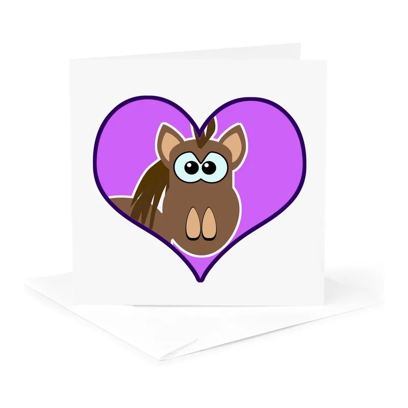 Purple Heart Horse Love Card for Equestrian Humor