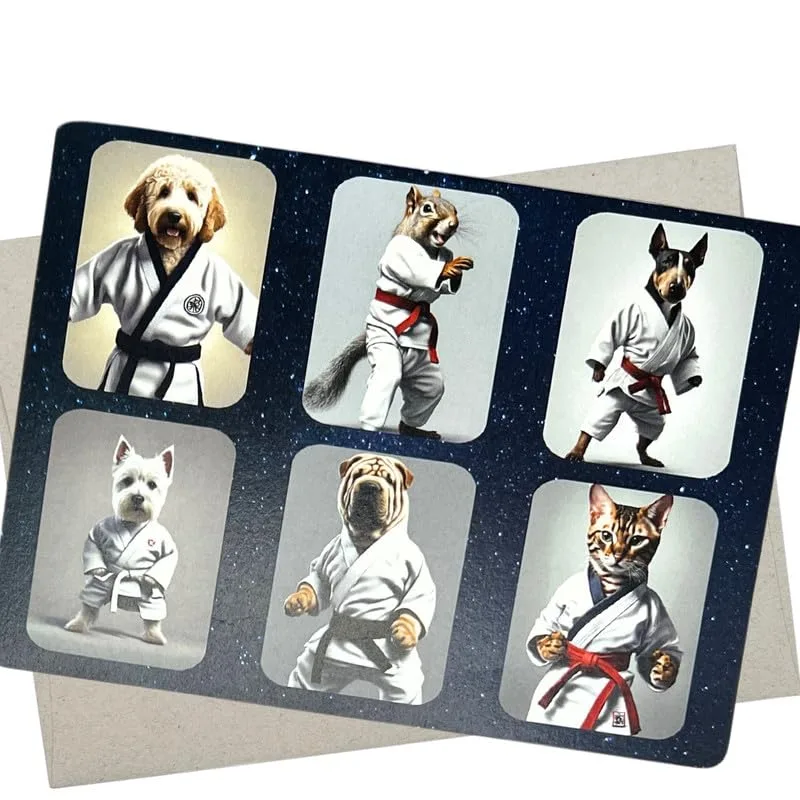 Animals in Karate Gis Card – Greeting Card in natural