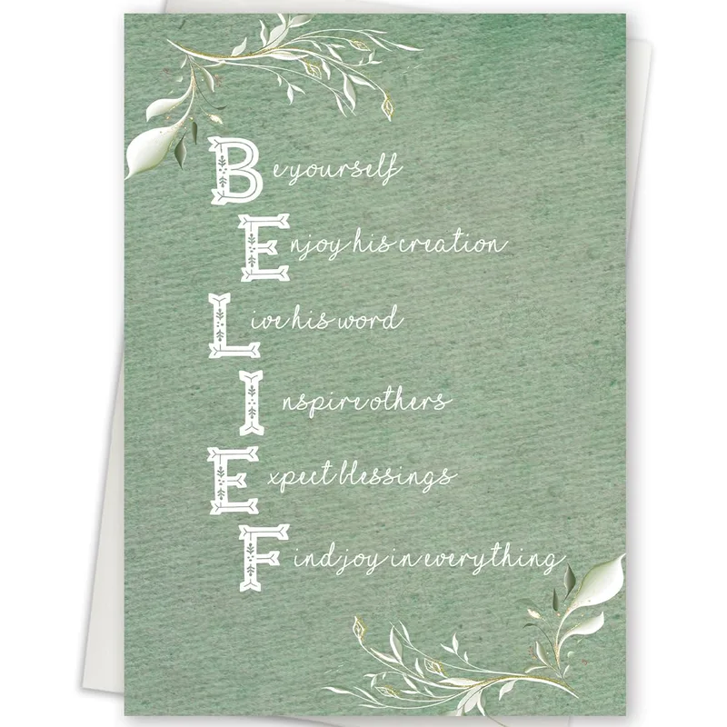 Leaves Vertical Acrostic Encouragement Card for Faith and Joy
