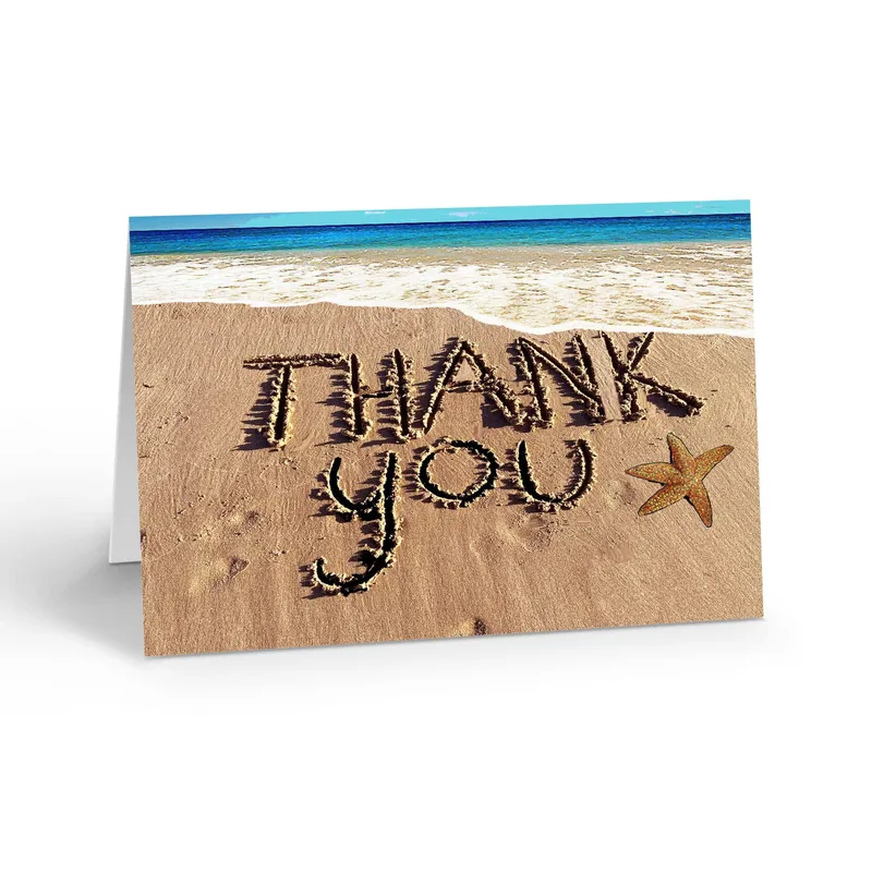 Beach Waves Starfish Thank You Card for Ocean Lovers