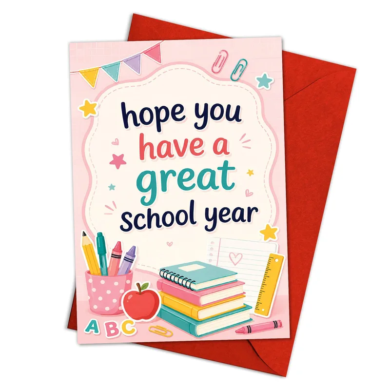 Pink School Supplies Pencils Card for Back to School Wishes
