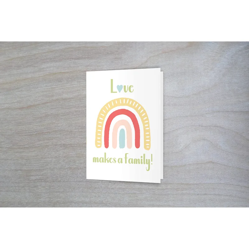 Pastel Rainbow Wood Love Card Celebrating Adoption and Family