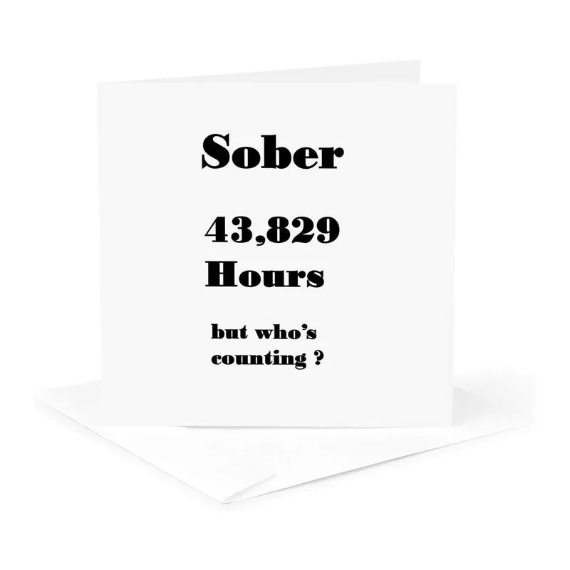 Serif Typography White Sobriety Card Celebrating Time Without Alcohol