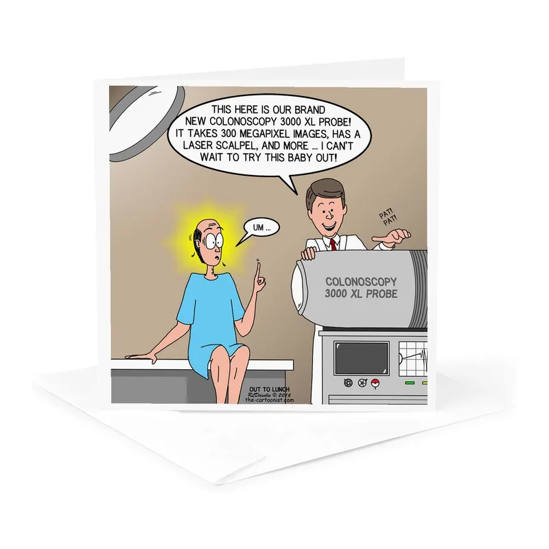 Cartoon Doctor Medical Probe Card for a Hilarious Colonoscopy Greeting
