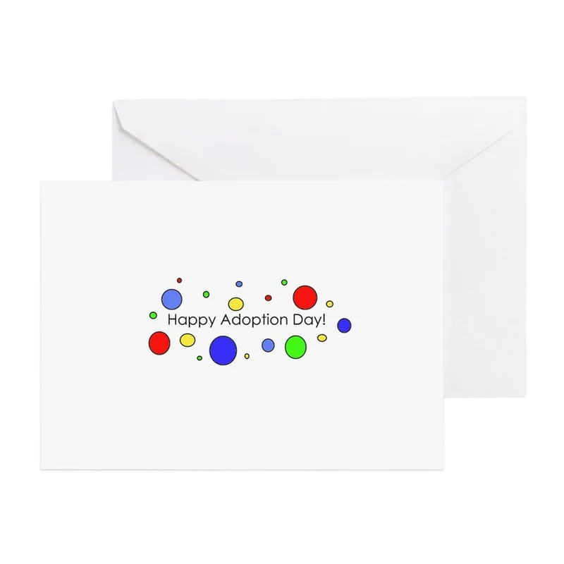 Colorful Dots Text White Card Celebrates New Pet Adoptions