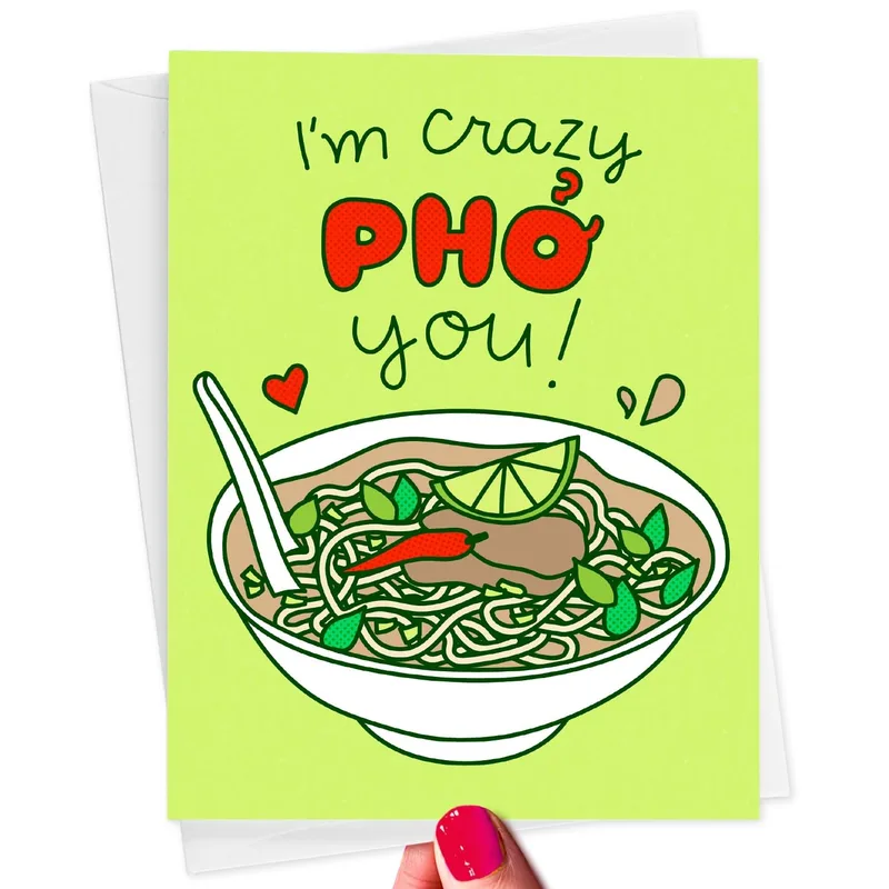 Bowl Lime Green Love Card: A Pho Bowl Pun for Foodies