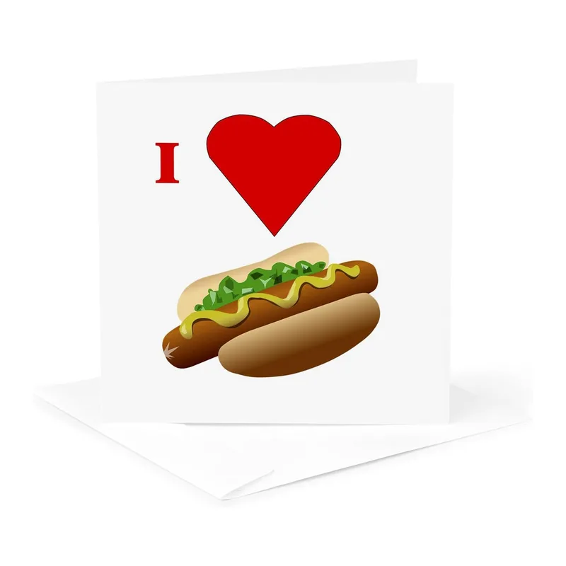 Heart Hot Dog Love Card: A Fun Thank You for Foodies
