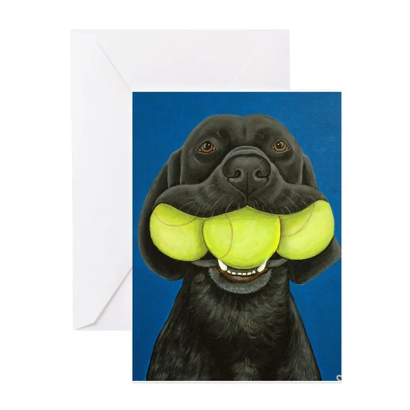 Black Lab Tennis Balls Card: A Funny Greeting for Dog Lovers